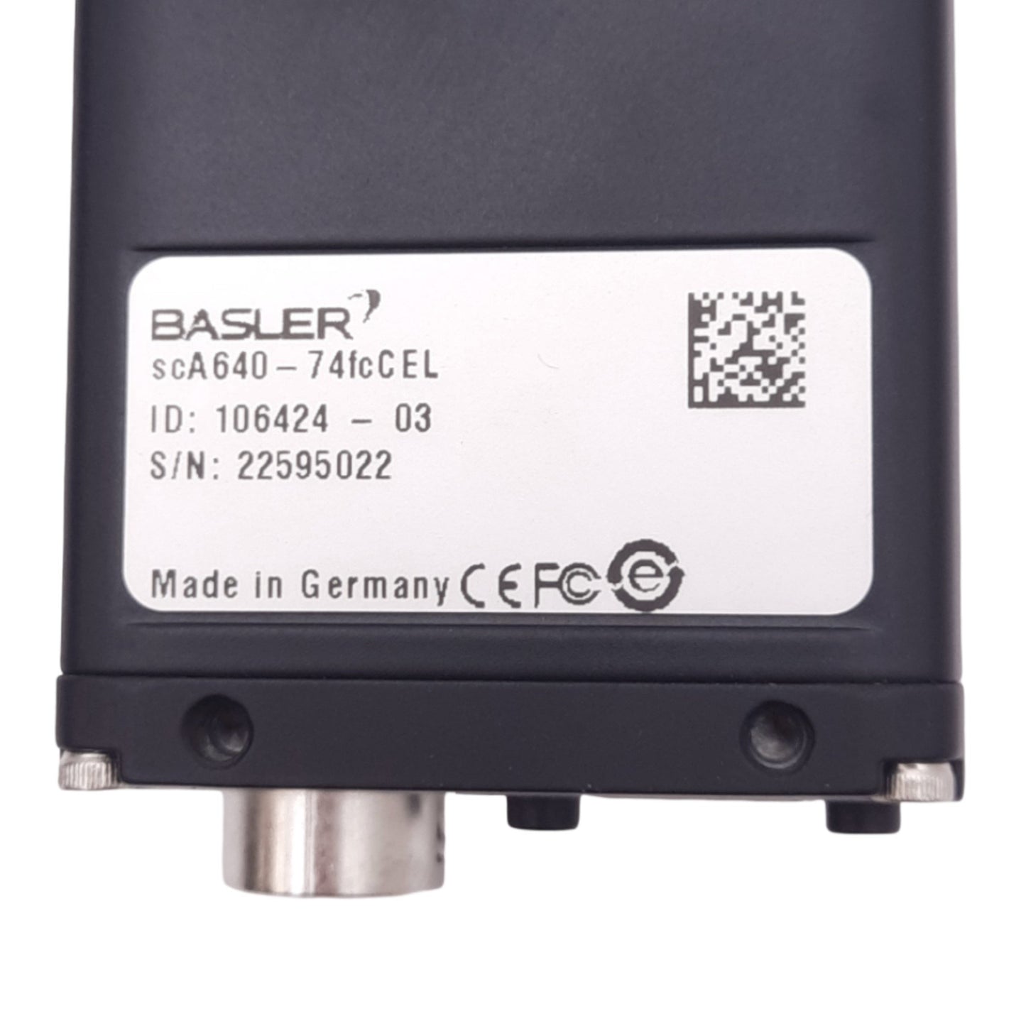 Used Basler scA640-74fcCEL CCD Camera, 1/2in, 658x492, 74fps, 8-36VDC, C-Mount