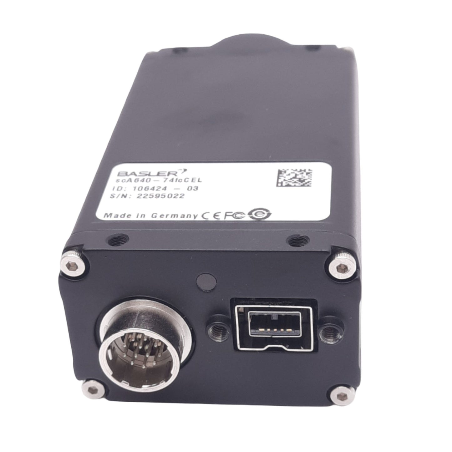 Used Basler scA640-74fcCEL CCD Camera, 1/2in, 658x492, 74fps, 8-36VDC, C-Mount