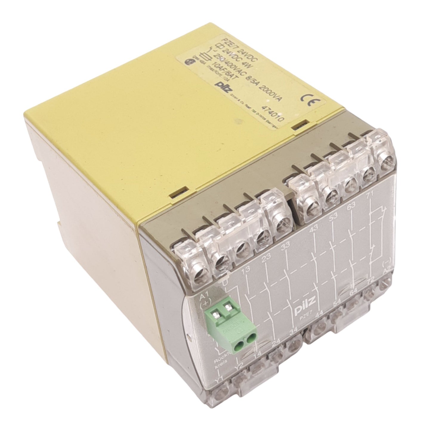 Used Pilz PZE/7-24VDC Safety Relay, 24VDC 4W, 6NO, 1NC Aux, 250/400VAC 8A Max