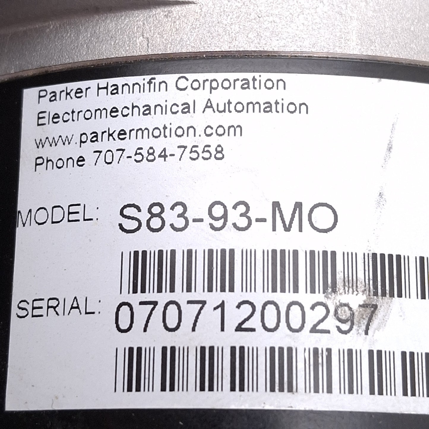 Used Parker S83-93-MO Stepper Motor, 2-Phase, 1.8°, 300oz-in, ø3/8in Shaft, NEMA 34