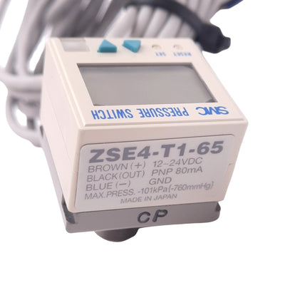 New SMC ZSE4-T1-65 Digital Vacuum Pressure Switch, -101kPa Max, 12-24VDC, PNP Out