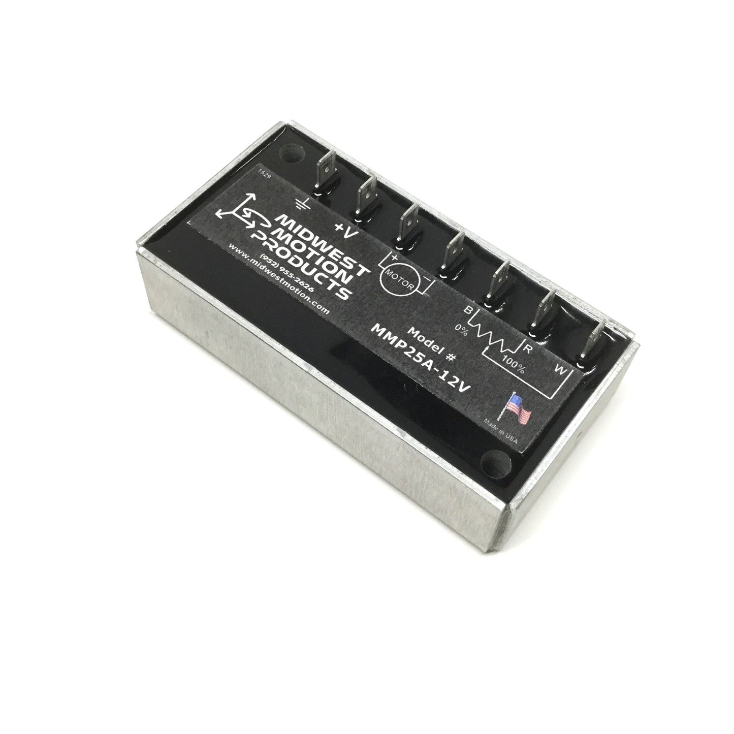 Used Midwest Motion MMP25A-12V DC Motor Speed Control Brush Type 12VDC Out 25A