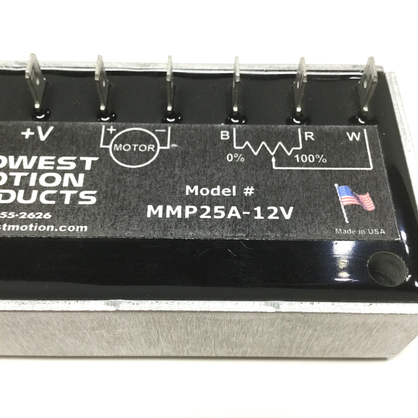 Used Midwest Motion MMP25A-12V DC Motor Speed Control Brush Type 12VDC Out 25A