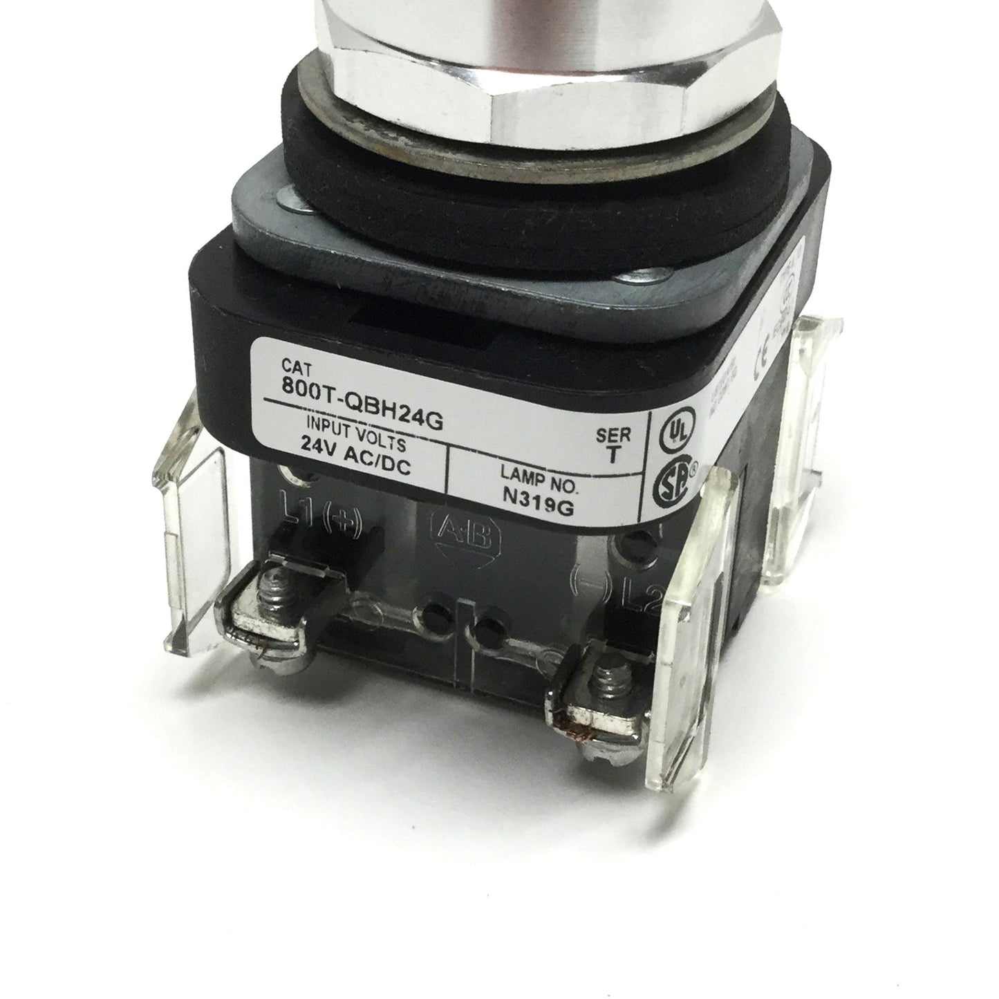 Used Allen Bradley 800T-QBH24G LED Illuminated Pushbutton Switch, Green, 24V, 1NO-1NC