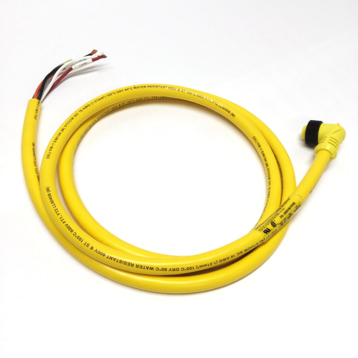 Used Woodhead 105001A01F060 Mini-Change Cordset Cable, 5-Pin, 7/8"-16 Female 90°, 6ft