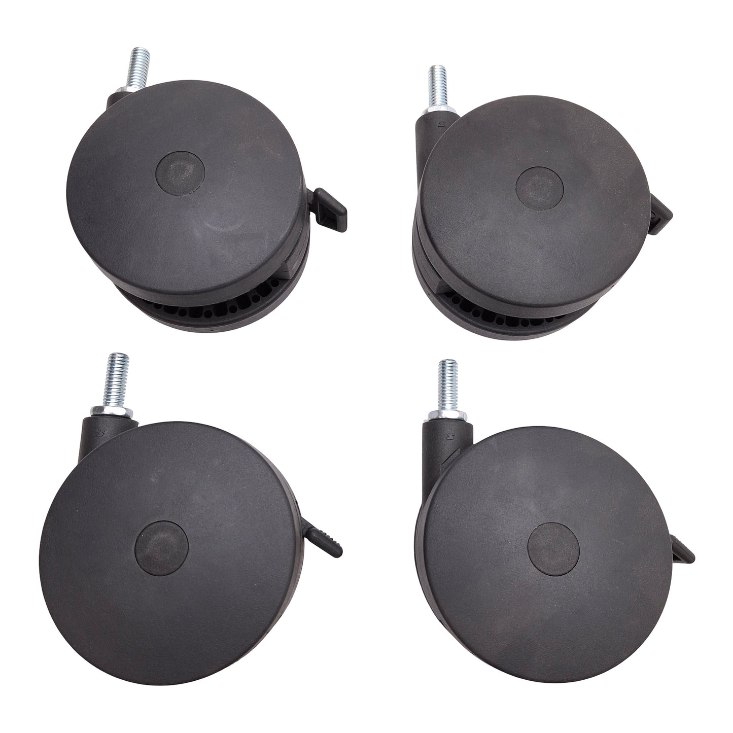 Used Lot of 4 80/20 2294 Furniture Style Caster, ø3.93in, 3/8in-16 x 1in Stem, 175lb