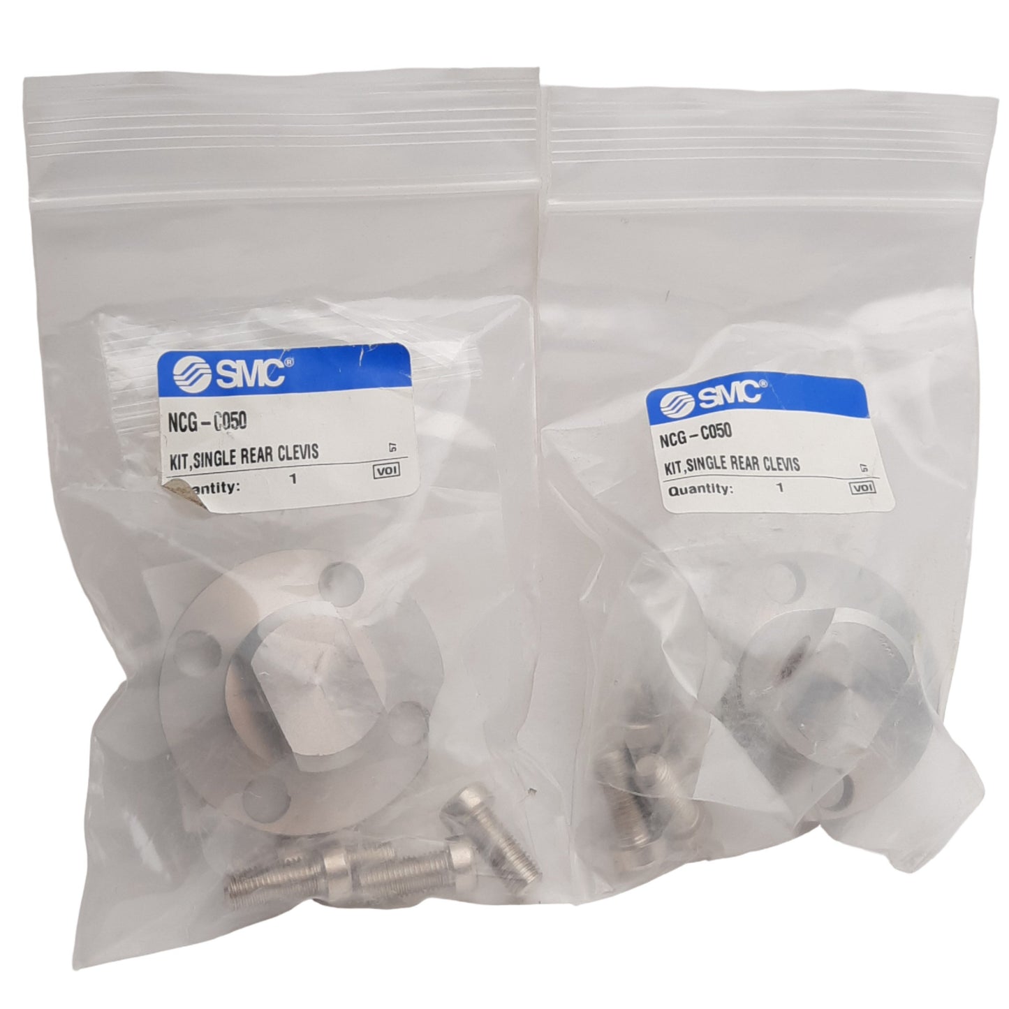 New Lot of 2 SMC NCG-C050 Single Rear Clevis 50mm Bore Size, Flange Mounting