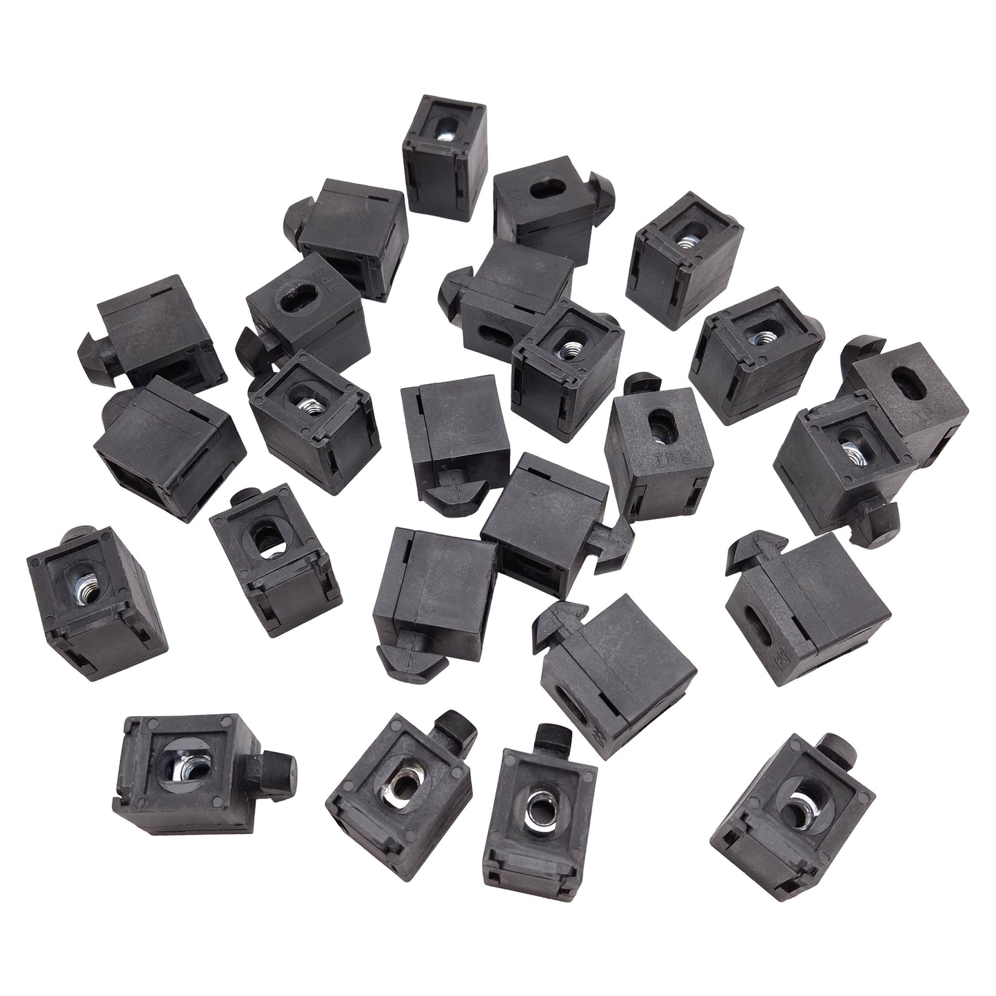 Used Lot of 25 Parker 22-100 IPS Multiblock w/ Nut, 40/1.5" Series, 8mm Slot, M6