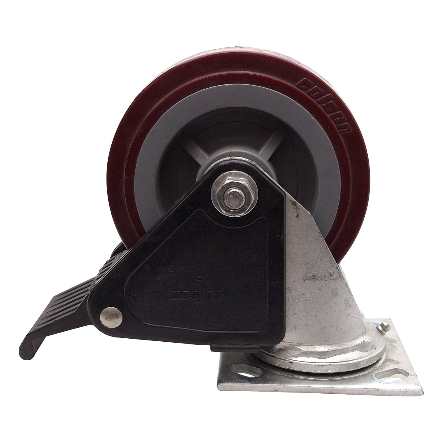 Used Colson 4.06109.929 BRK2 Top Plate Swivel Caster, 4 Series, ø6in x 2in, 1100lb