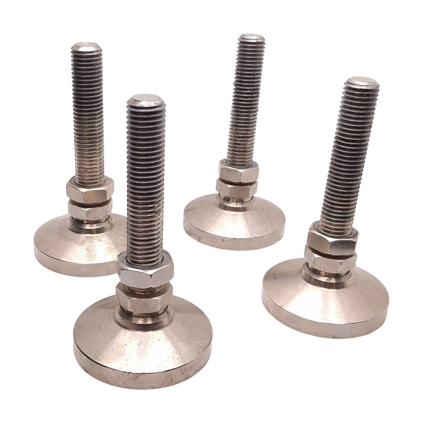 Used Lot of 4 Steel Machine Leveling Feet, 3/4"-10 x 4.5" Stem, ø3" Base, 5.5" Height