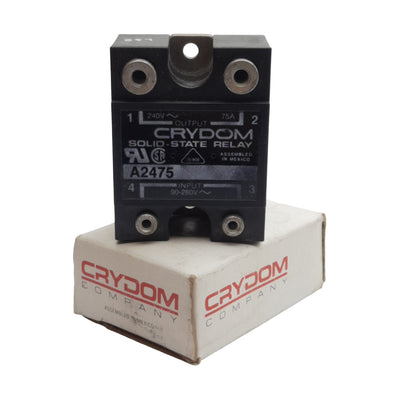 New Crydom A2475 Solid-State Relay, SPST-NO, 90-280VAC In, 75A 240VAC Out
