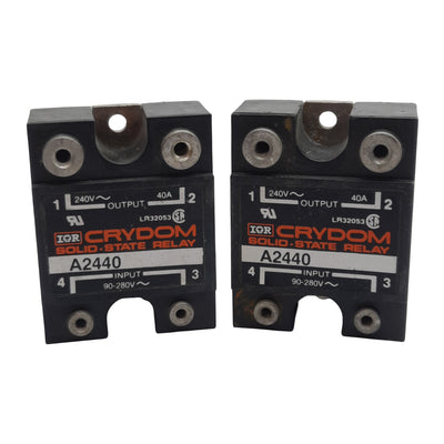 Used  Lot of 2 Crydom A2440 Solid-State Relay, SPST-NO, 90-280VAC In, 40A 240VAC Out