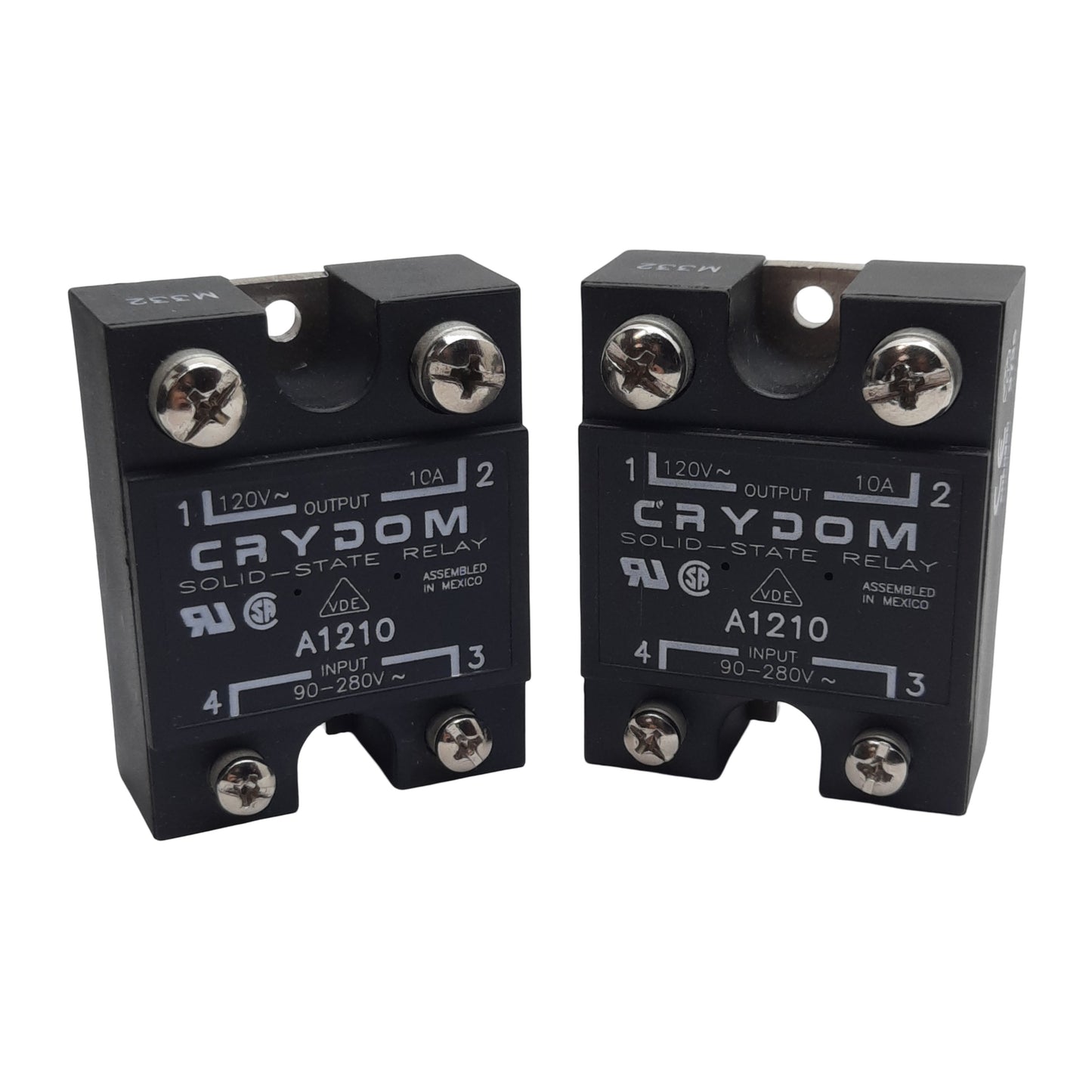 Used Lot of 2 Crydom A1210 Solid-State Relay, SPST-NO, 90-280VAC In, 10A 120VAC Out