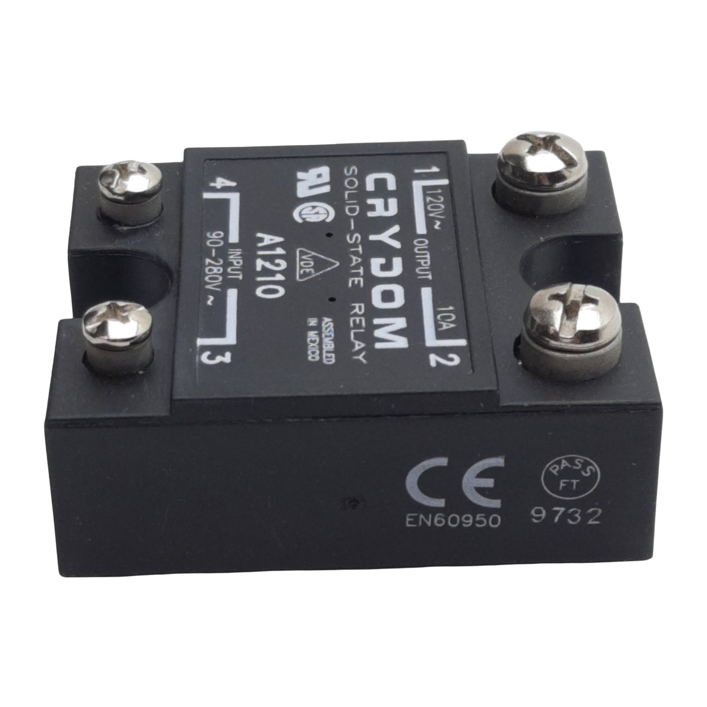Used Lot of 2 Crydom A1210 Solid-State Relay, SPST-NO, 90-280VAC In, 10A 120VAC Out