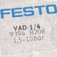 New Festo 9394 Vacuum Generator 1mm Nozzle, 1.5bar-10bar, G1/4 Port, 80% Max