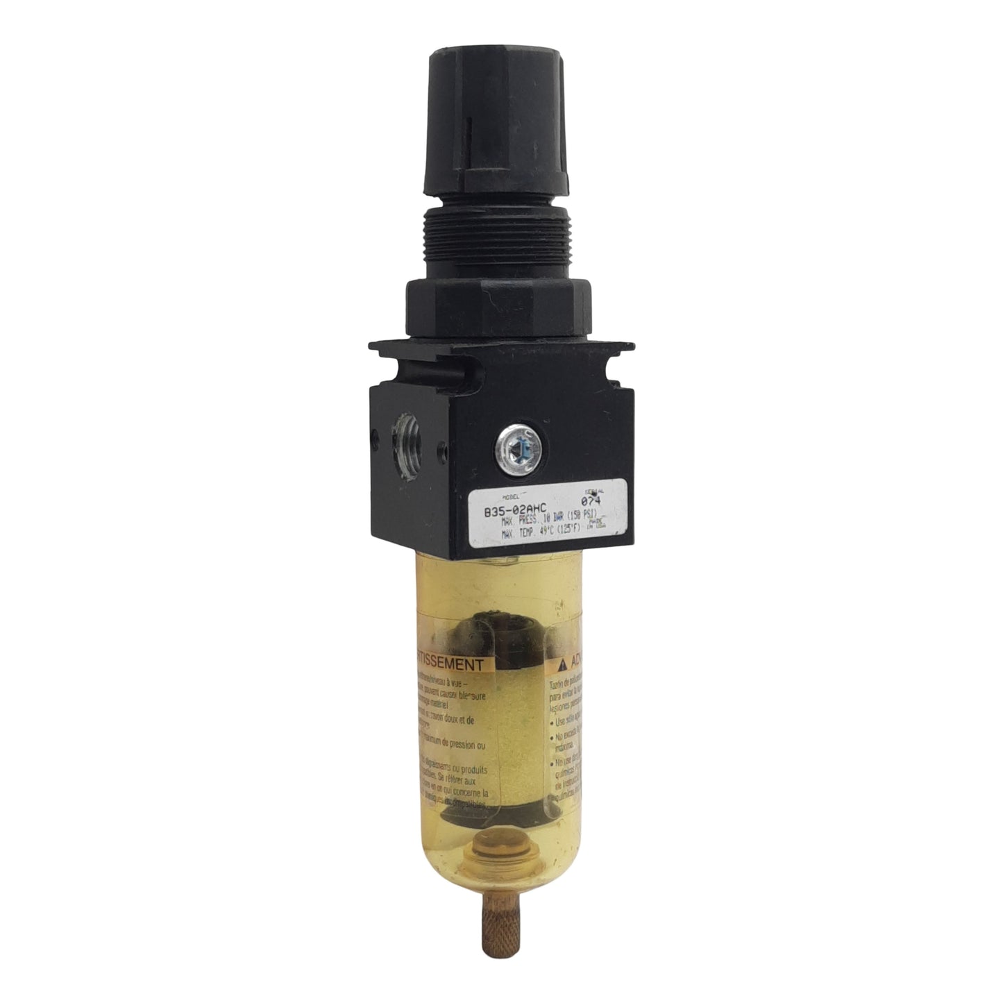 Used Parker Watts B35-02AHC Filter Regulator, 1/4in NPT, 20µm, 0-125psig, 35scfm