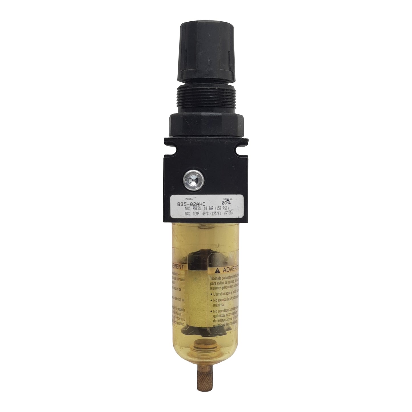 Used Parker Watts B35-02AHC Filter Regulator, 1/4in NPT, 20µm, 0-125psig, 35scfm