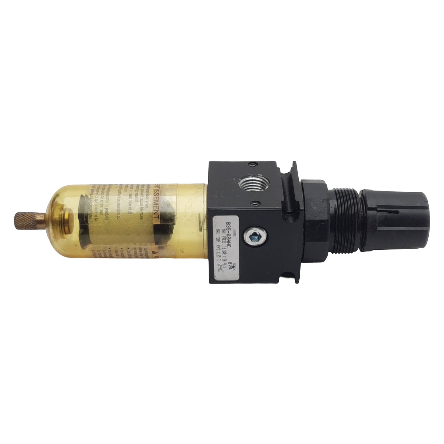 Used Parker Watts B35-02AHC Filter Regulator, 1/4in NPT, 20µm, 0-125psig, 35scfm
