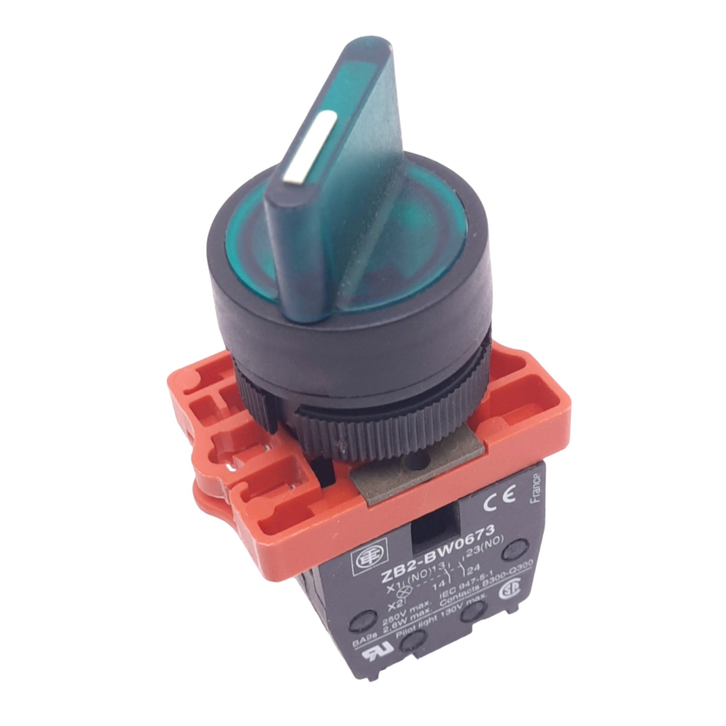 Used Schneider XB5AD33G ZB2-BW0673 Green Selector Switch, ø22mm, 2NO, 250V Max