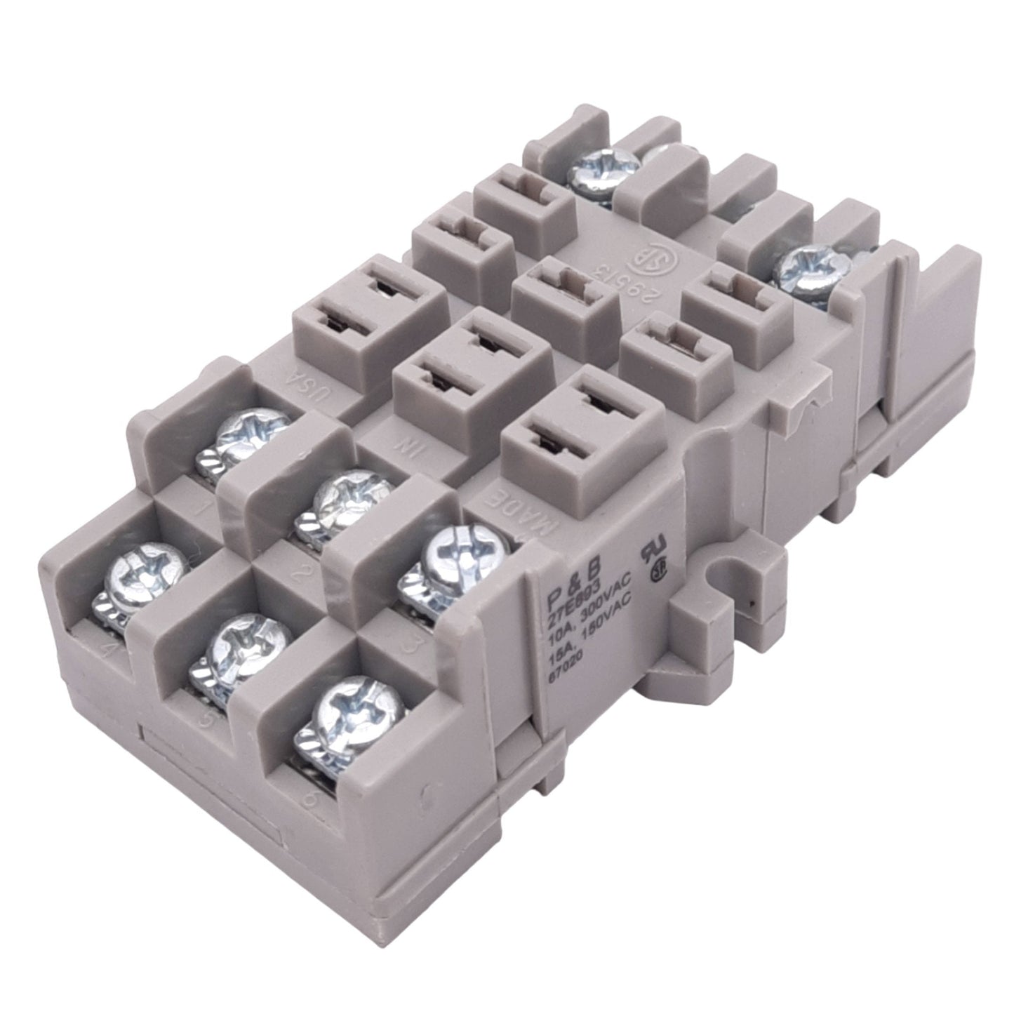 New – Open box Potter & Brumfield 27E893 Relay Socket, 11-Pin Blade, 300V 15A Max, DIN Rail