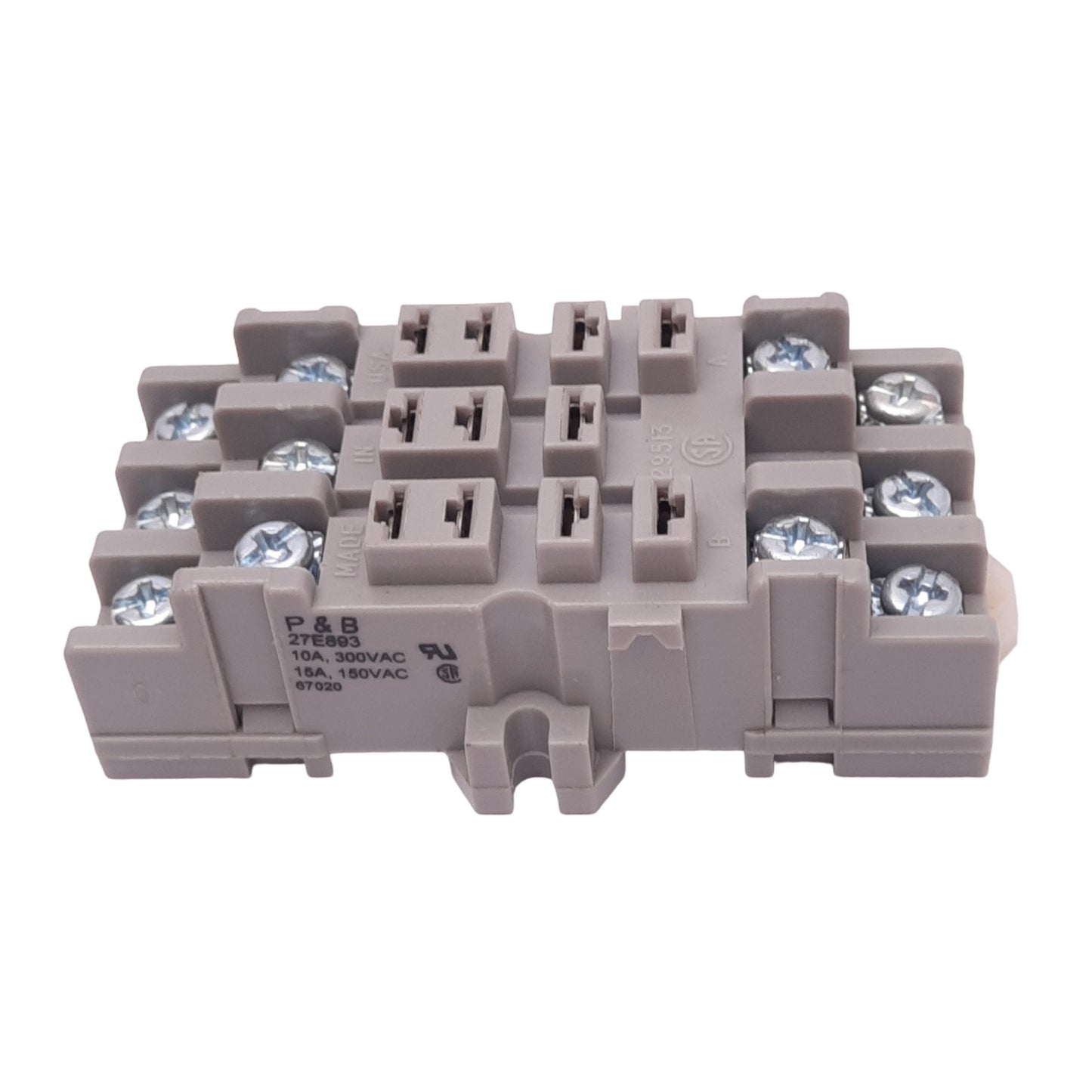 New – Open box Potter & Brumfield 27E893 Relay Socket, 11-Pin Blade, 300V 15A Max, DIN Rail