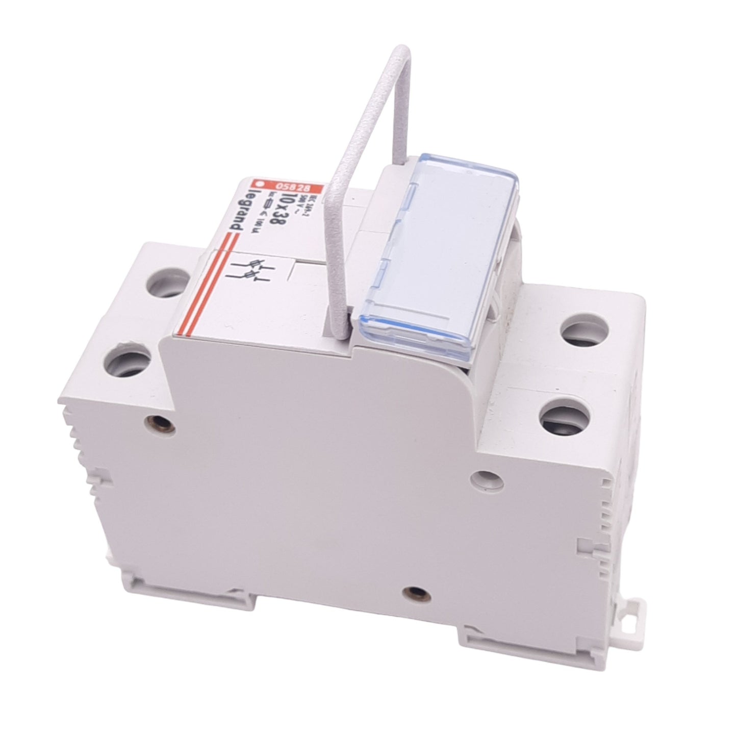 Used Legrand 05828 10x38 Fuse Holder, 2-Pole, 500VAC 6A Max, DIN Rail Mount