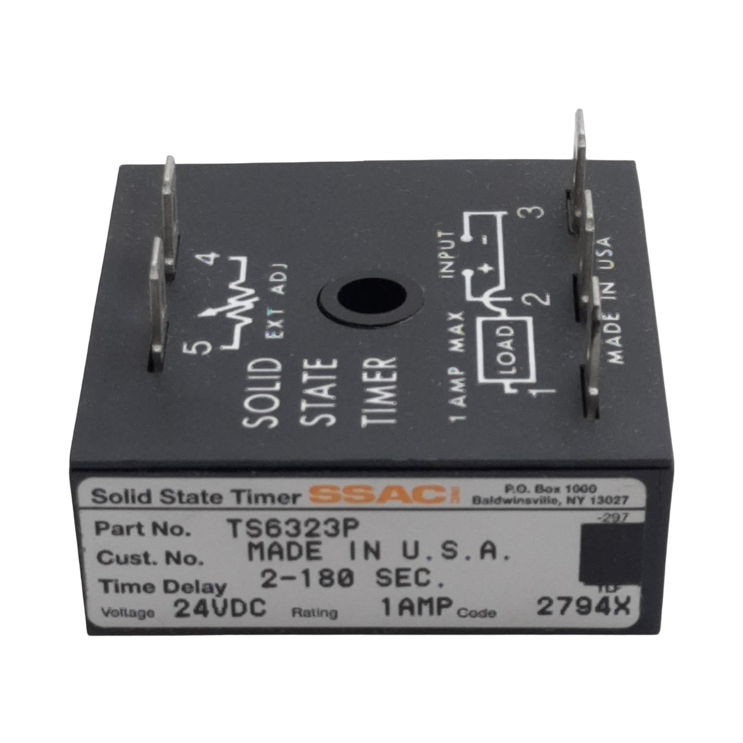 New SSAC TS6323P Solid-State Time Delay Module, 2-180sec Delay, 24VDC, 1A Max