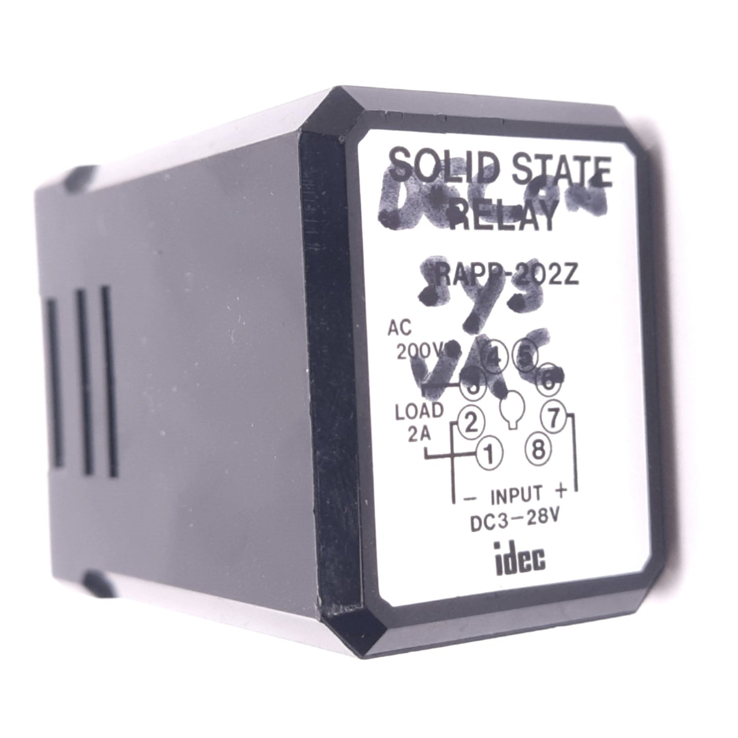 Used IDEC RAPP-2027 Solid State Relay, 8-Pin Octal, 3-28VDC Input, 200VAC Max