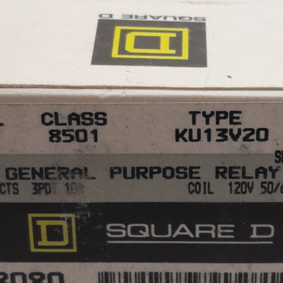 New Square-D 8501KU13V20 Ice Cube Relay, 3PDT, 10A 120VAC/28VDC, 120VAC Coil