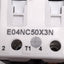 New Eaton E04NC50X3N IEC Contactor, 3-Pole, 50A, 33kW/30HP @ 3Ø 575VAC, 24VDC Coil