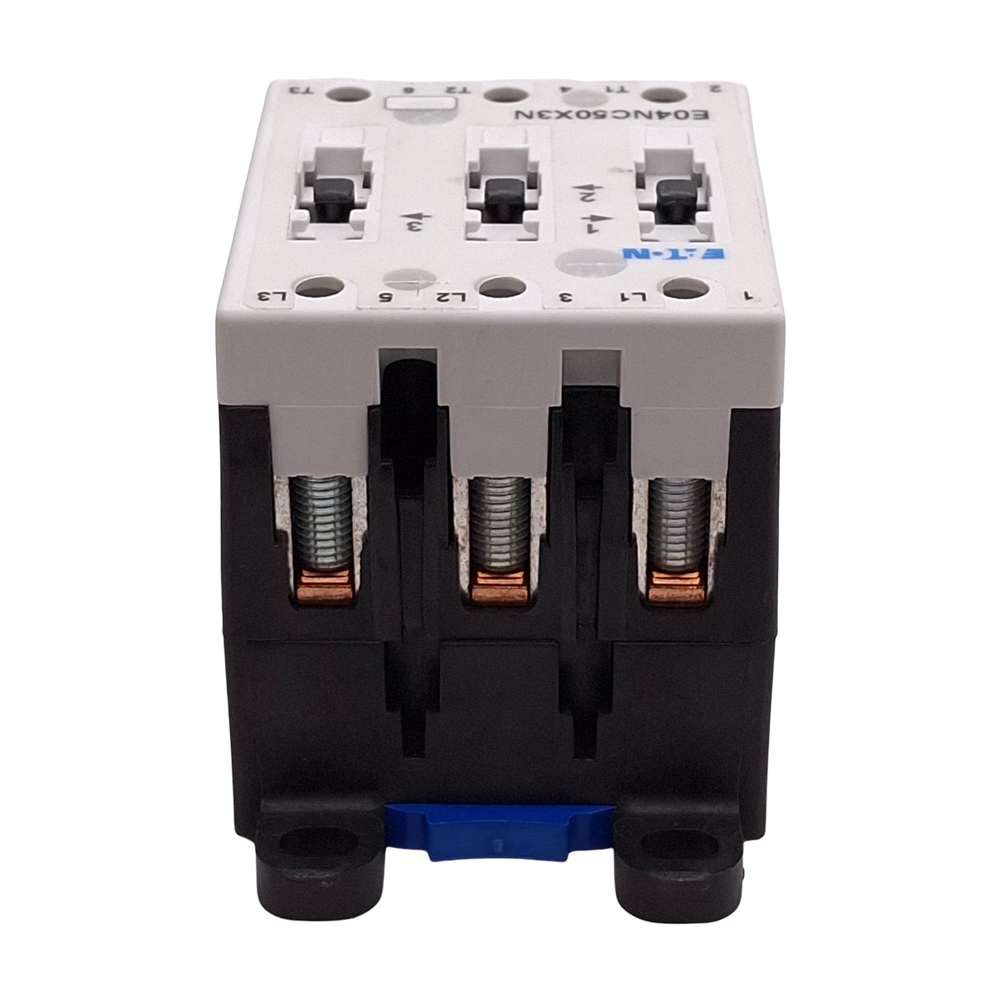 New Eaton E04NC50X3N IEC Contactor, 3-Pole, 50A, 33kW/30HP @ 3Ø 575VAC, 24VDC Coil