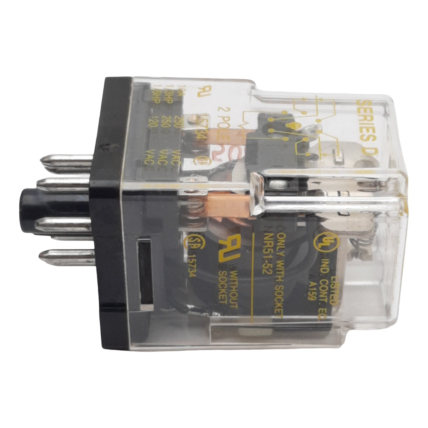 Used Square-D 8501 KP12P14V14 Ice Cube Relay, DPDT, 10A 250VAC, 24VDC Coil