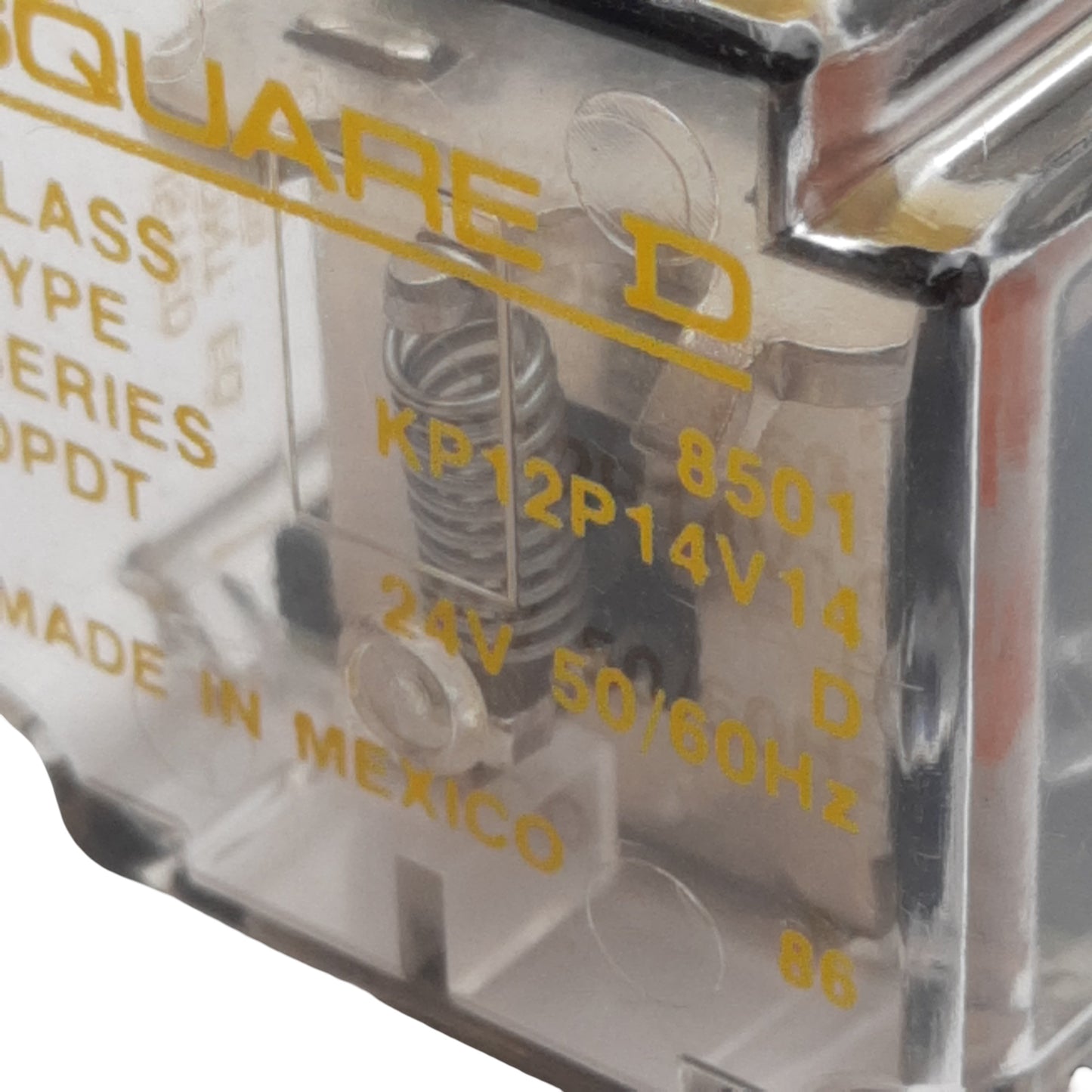 Used Square-D 8501 KP12P14V14 Ice Cube Relay, DPDT, 10A 250VAC, 24VDC Coil