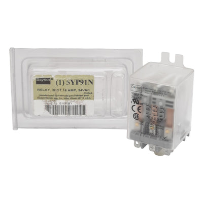 New Dayton 5YP91N Ice Cube Relay, 3PDT, 16A 120/277VAC 28VDC, 24VAC Coil, 11-Pin
