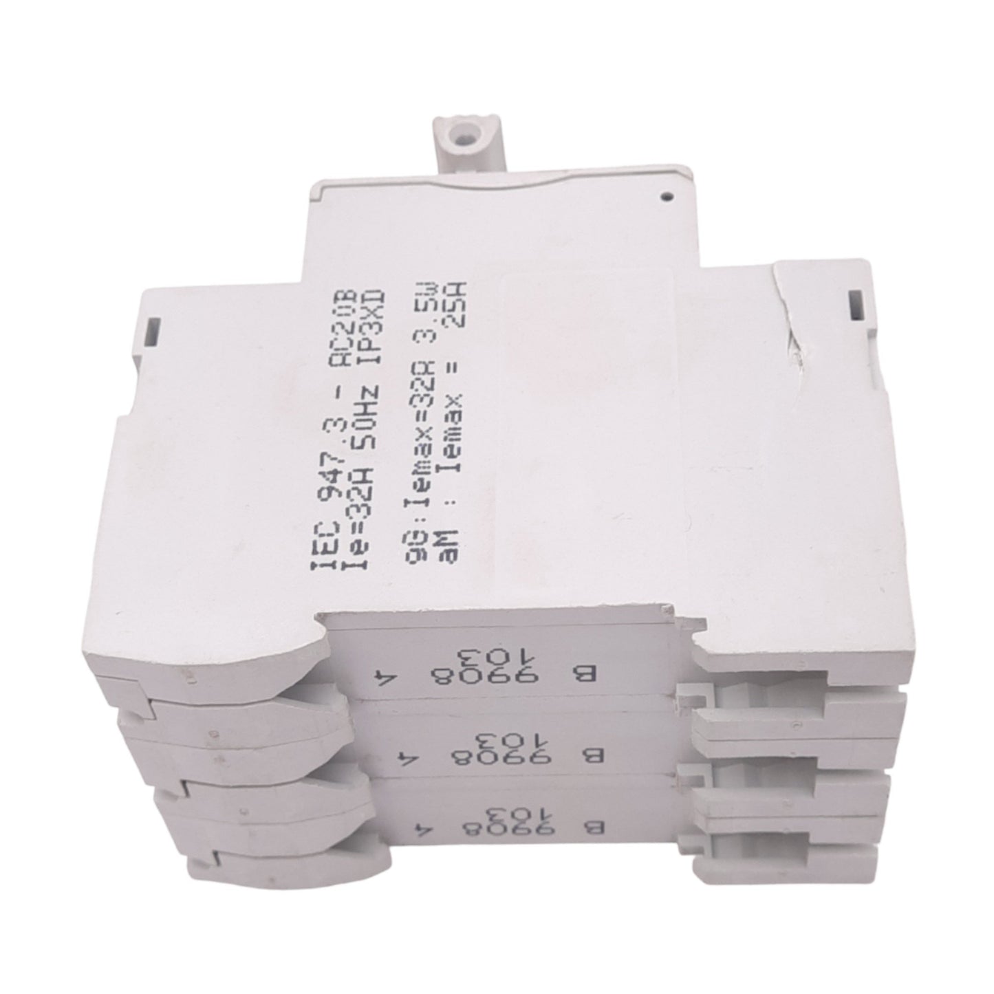 Used Merlin Gerin 15658 STI 10.3x38 Fuse Holder, 3-Pole, 500VAC Max, DIN Rail