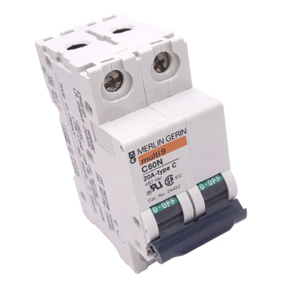 New Merlin Gerin 24452 C60N-2P-20A-C Circuit Breaker, 2-Pole, 20A, 480VAC, DIN Rail