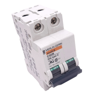 New Merlin Gerin 24452 C60N-2P-20A-C Circuit Breaker, 2-Pole, 20A, 480VAC, DIN Rail