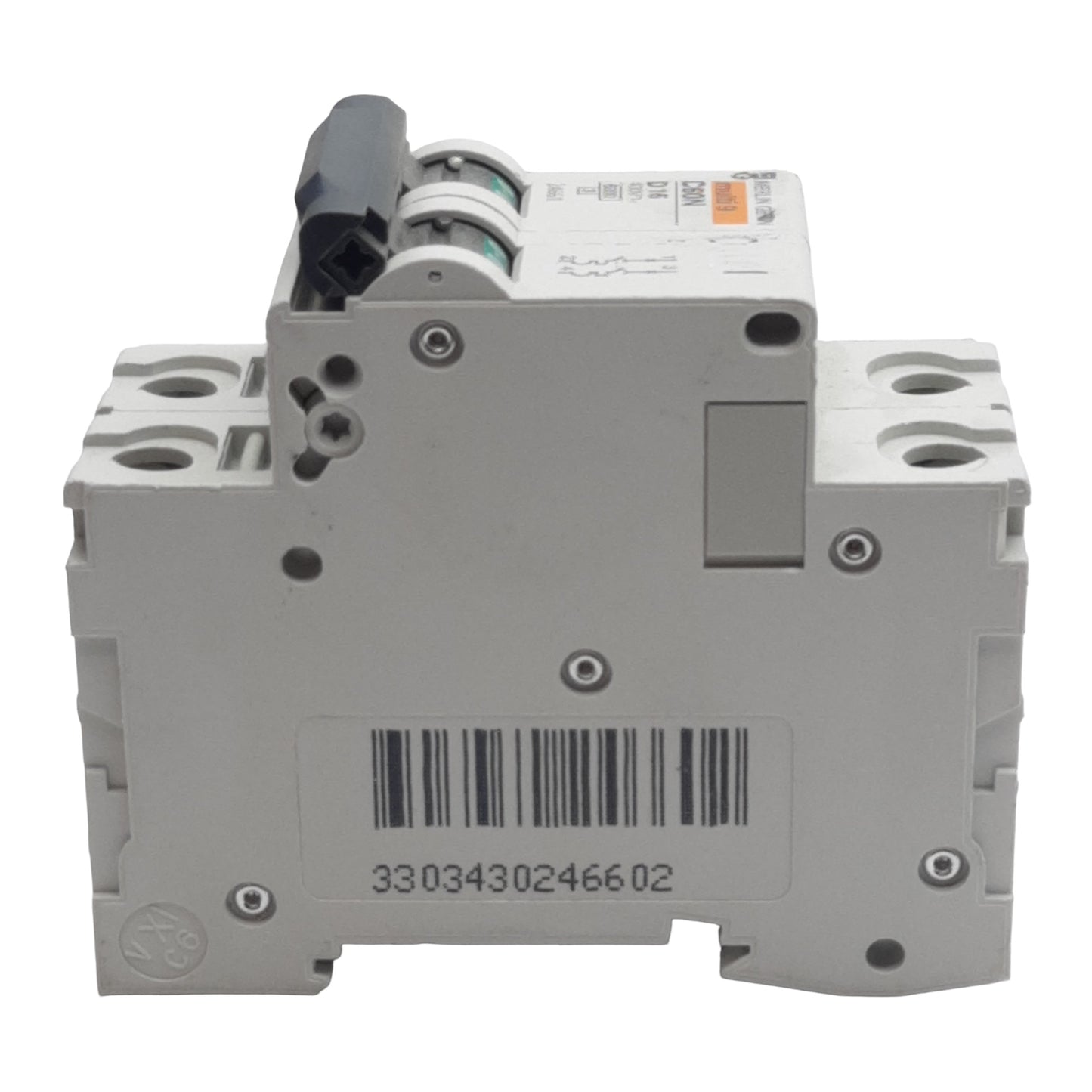 Used Merlin Gerin 24660 Circuit Breaker, 2-Pole, 16A 400VAC, D-Curve, DIN Rail