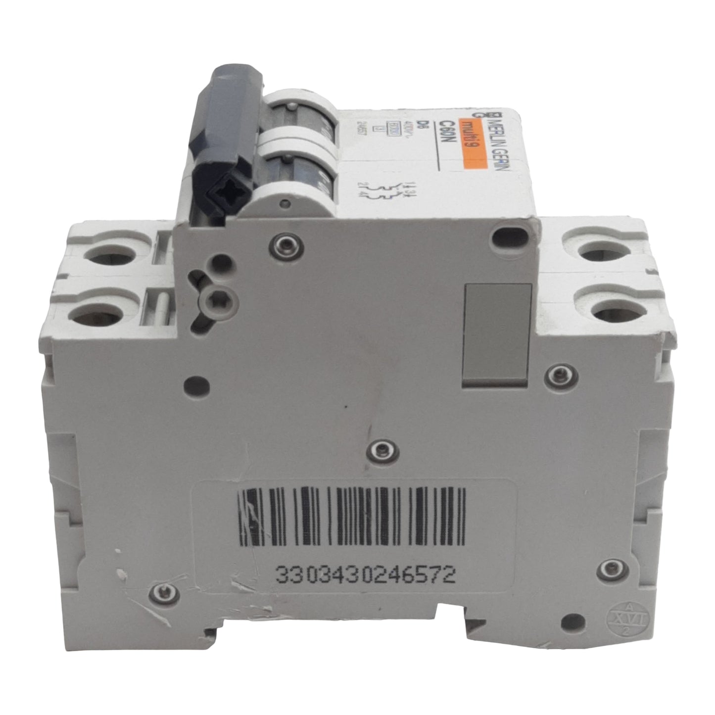 Used Merlin Gerin 24657 C60N Circuit Breaker, 2-Pole, 6A 400VAC, D-Curve, DIN Rail
