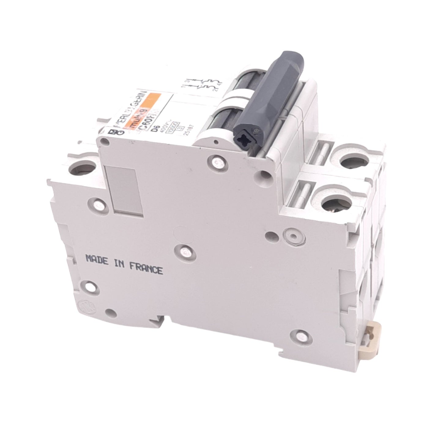 Used Merlin Gerin 25187 C60H-2P-6A-D Circuit Breaker, 2-Pole, 6A, 400VAC, DIN Rail