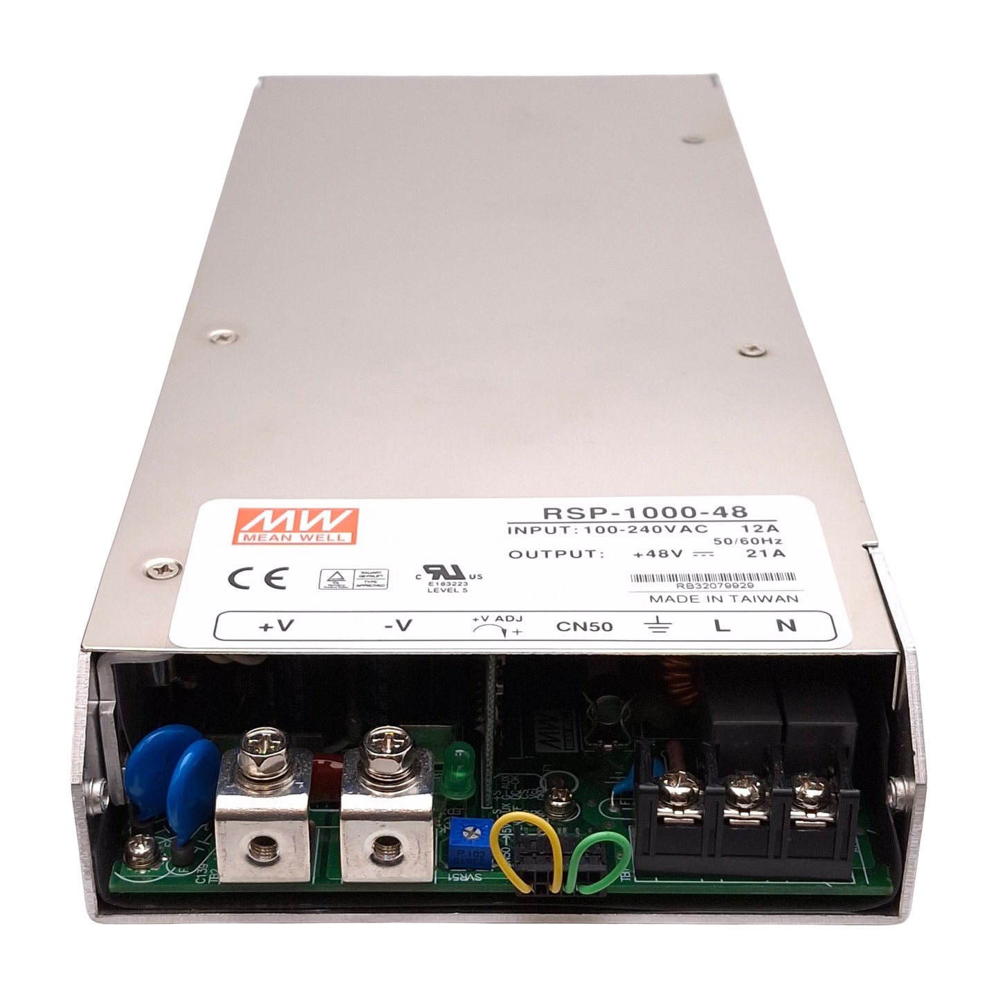 Used Mean Well RSP-1000-48 Power Supply 1000W, 100-240VAC 12A Input, 48VDC 21A Output