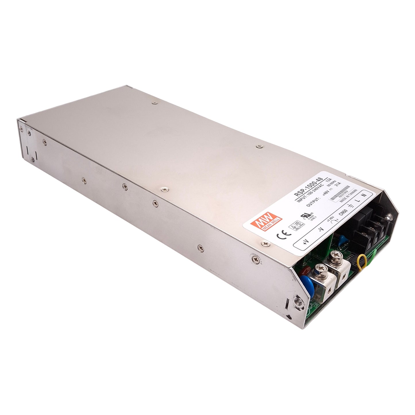 Used Mean Well RSP-1000-48 Power Supply 1000W, 100-240VAC 12A Input, 48VDC 21A Output