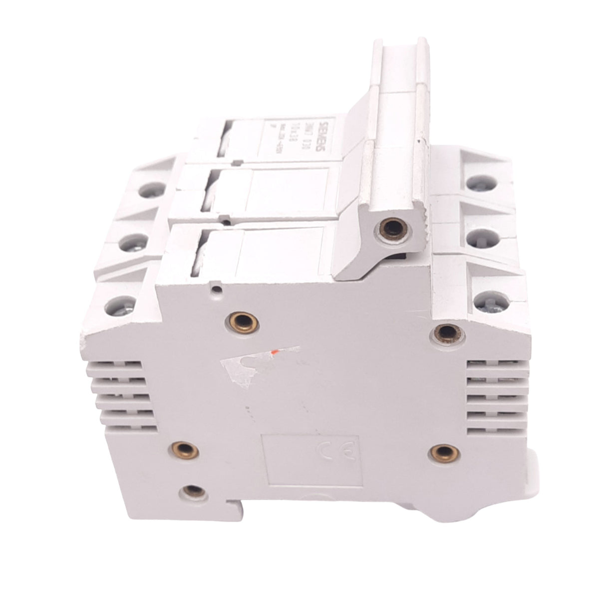 Used Siemens 3NW7 030 Fuse Holder, 3-Pole, 10x38, 690VAC 32A Max, DIN Rail, *Chipped