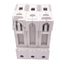 Used Siemens 3NW7 030 Fuse Holder, 3-Pole, 10x38, 690VAC 32A Max, DIN Rail, *Chipped