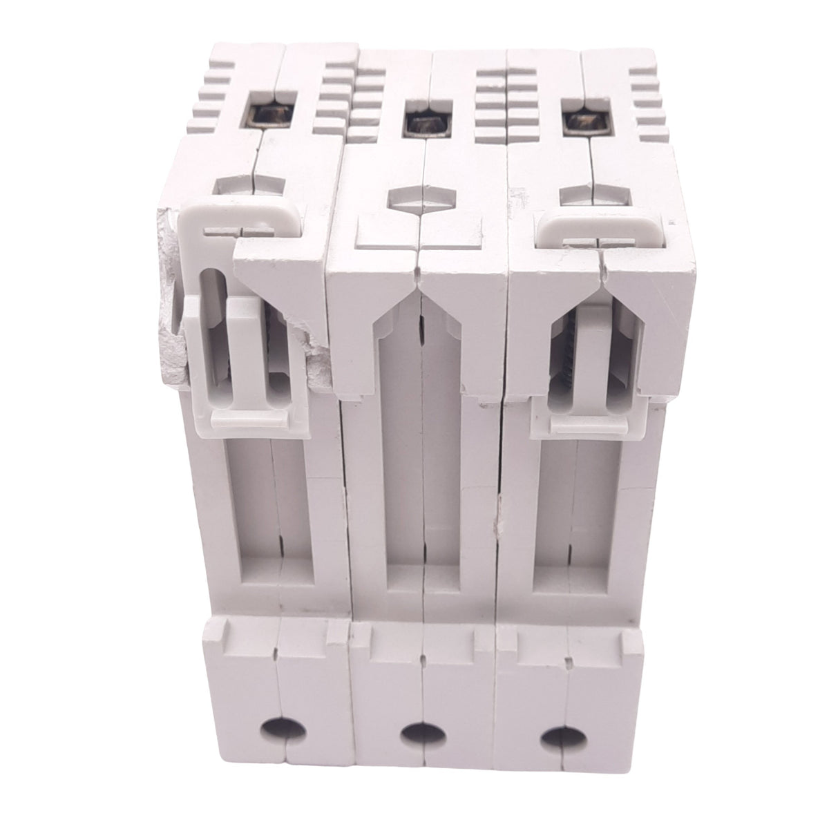 Used Siemens 3NW7 030 Fuse Holder, 3-Pole, 10x38, 690VAC 32A Max, DIN Rail, *Chipped