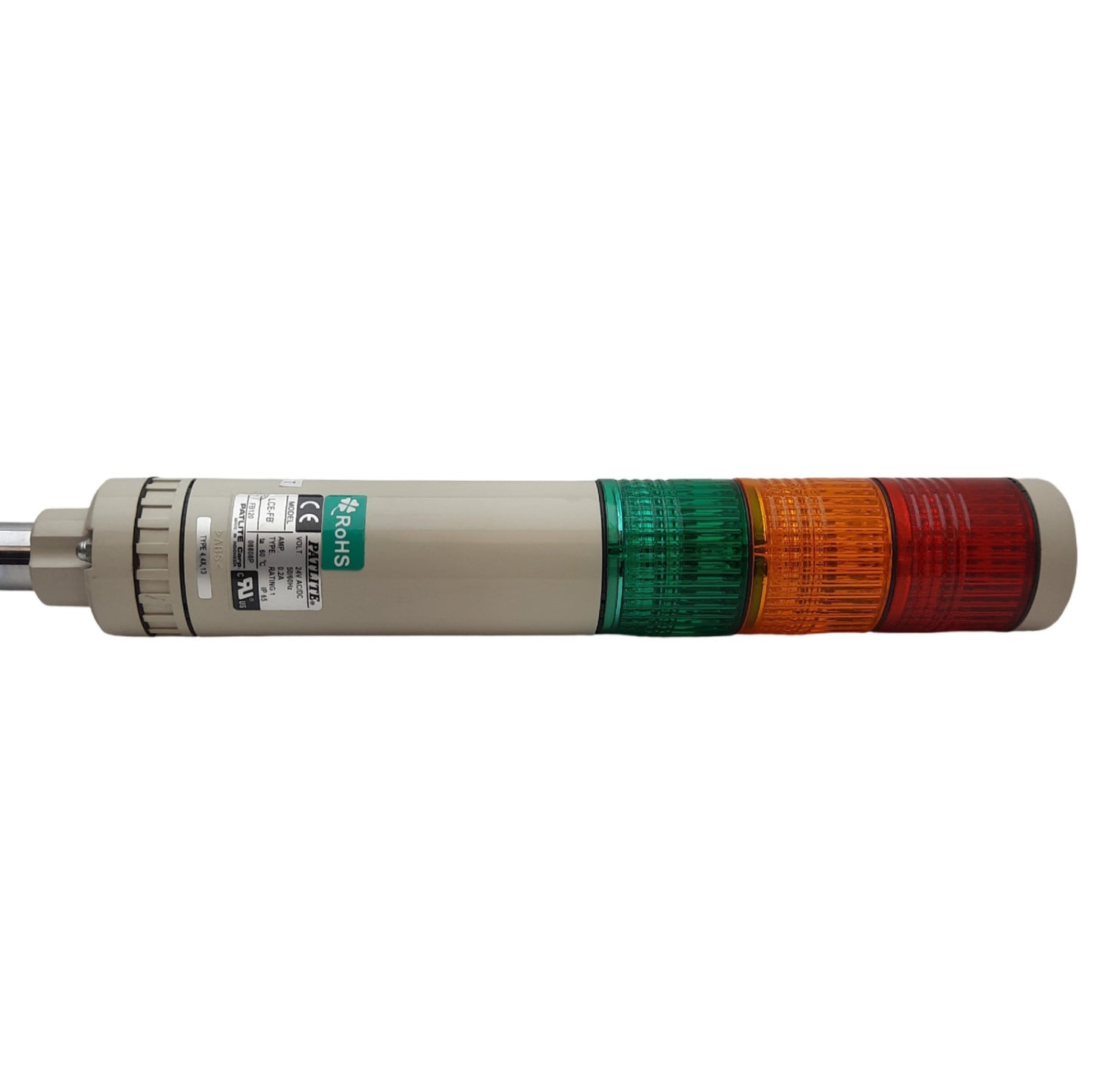 Used Patlite LCE-FB LED Signal Tower Red/Amber/Green, 24VAC/DC, 0.2A, ø40mm
