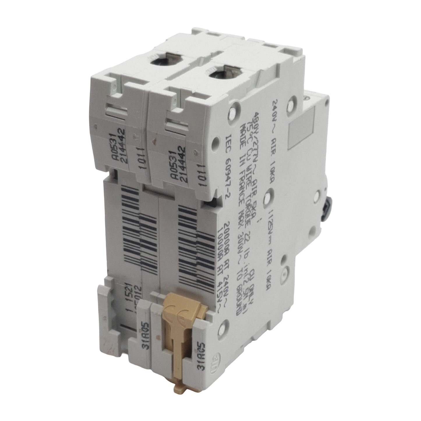 Used Merlin Gerin 24442 Circuit Breaker, 2-Pole, 1A 480Y/277VAC, C-Curve, DIN Rail