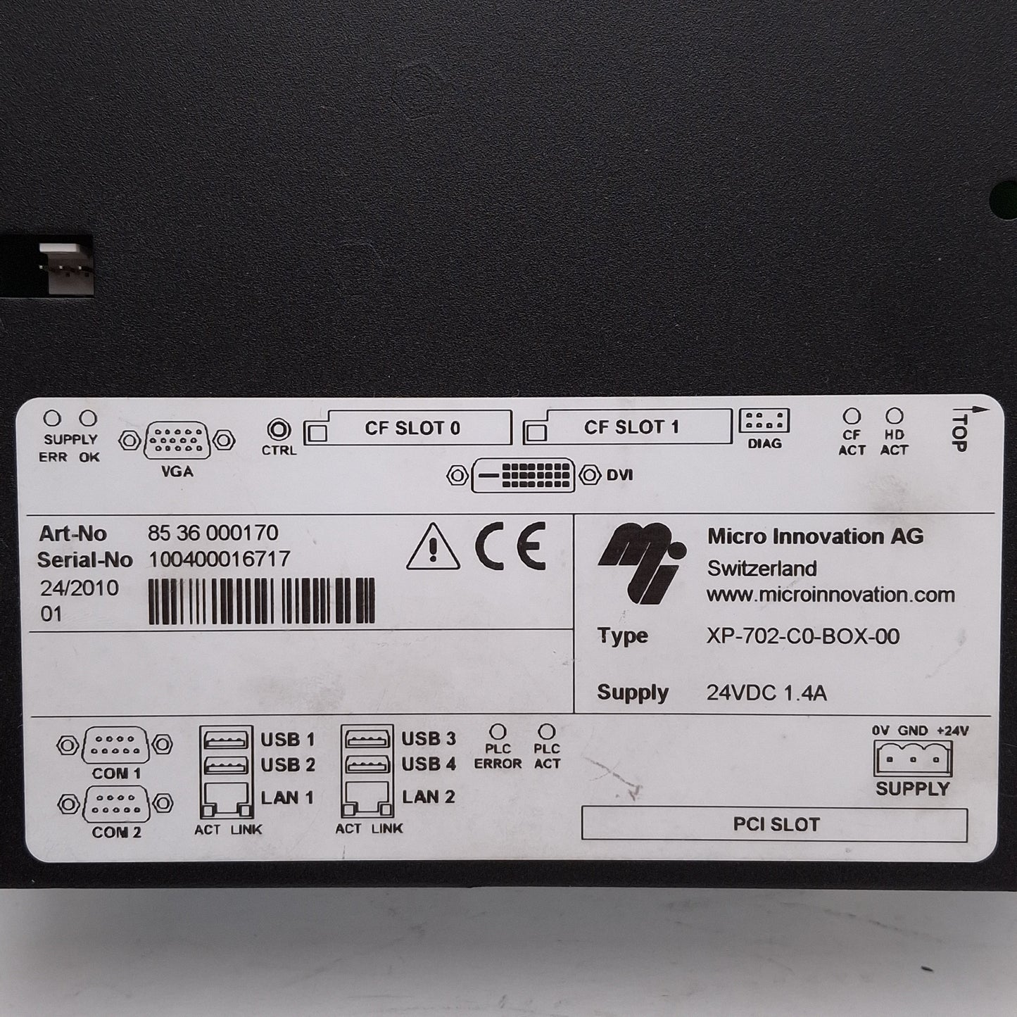 New – Open box Eaton XP-702-C0-BOX-00 Micro Innovations Box PC, 1Ghz, 1024MB DRAM, 24VDC