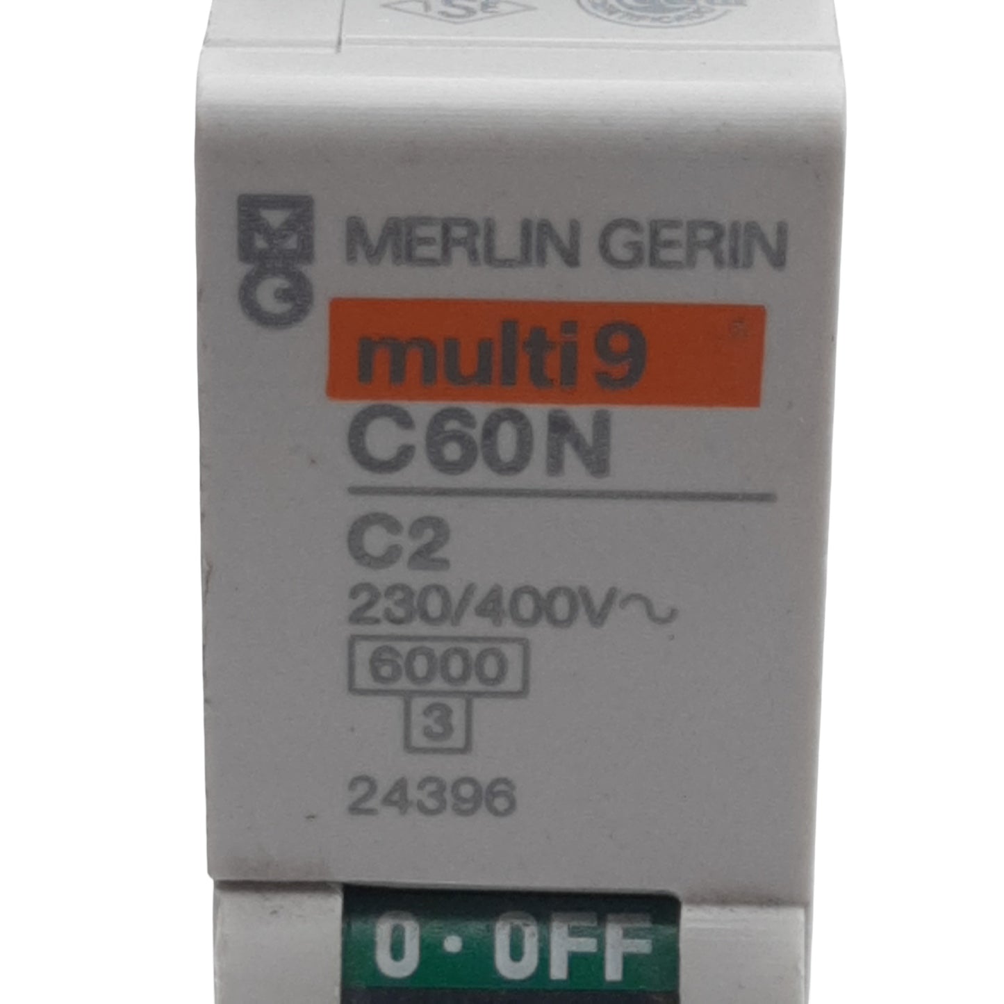 Used Lot of 2 Merlin Gerin 24396 Circuit Breaker, 1-Pole, 2A 230/400VAC, DIN Rail
