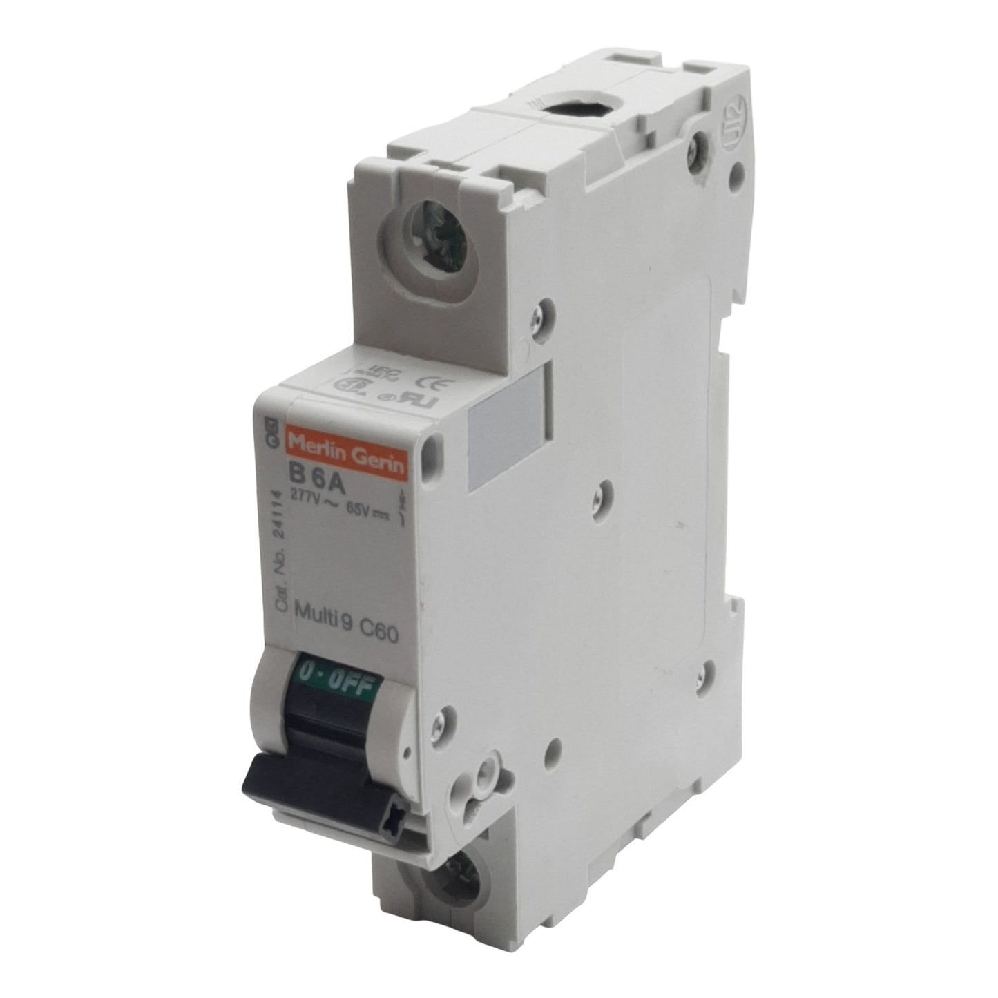 Used Lot of 2 Merlin Gerin 24114 Circuit Breaker, 1-Pole, 6A 277VAC/65VDC, DIN Rail